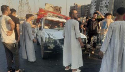 تفاصيل إصابة 13 عاملا في حادث أعلى الطريق الأوسطي بأكتوبر