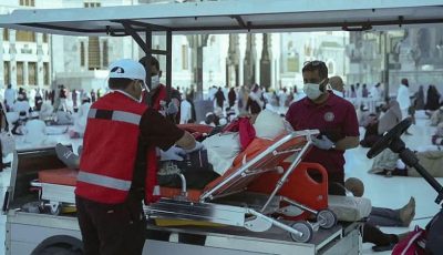 «الهلال الأحمر» تنجح في توليد حاجة إندونيسية بساحات المسجد الحرام